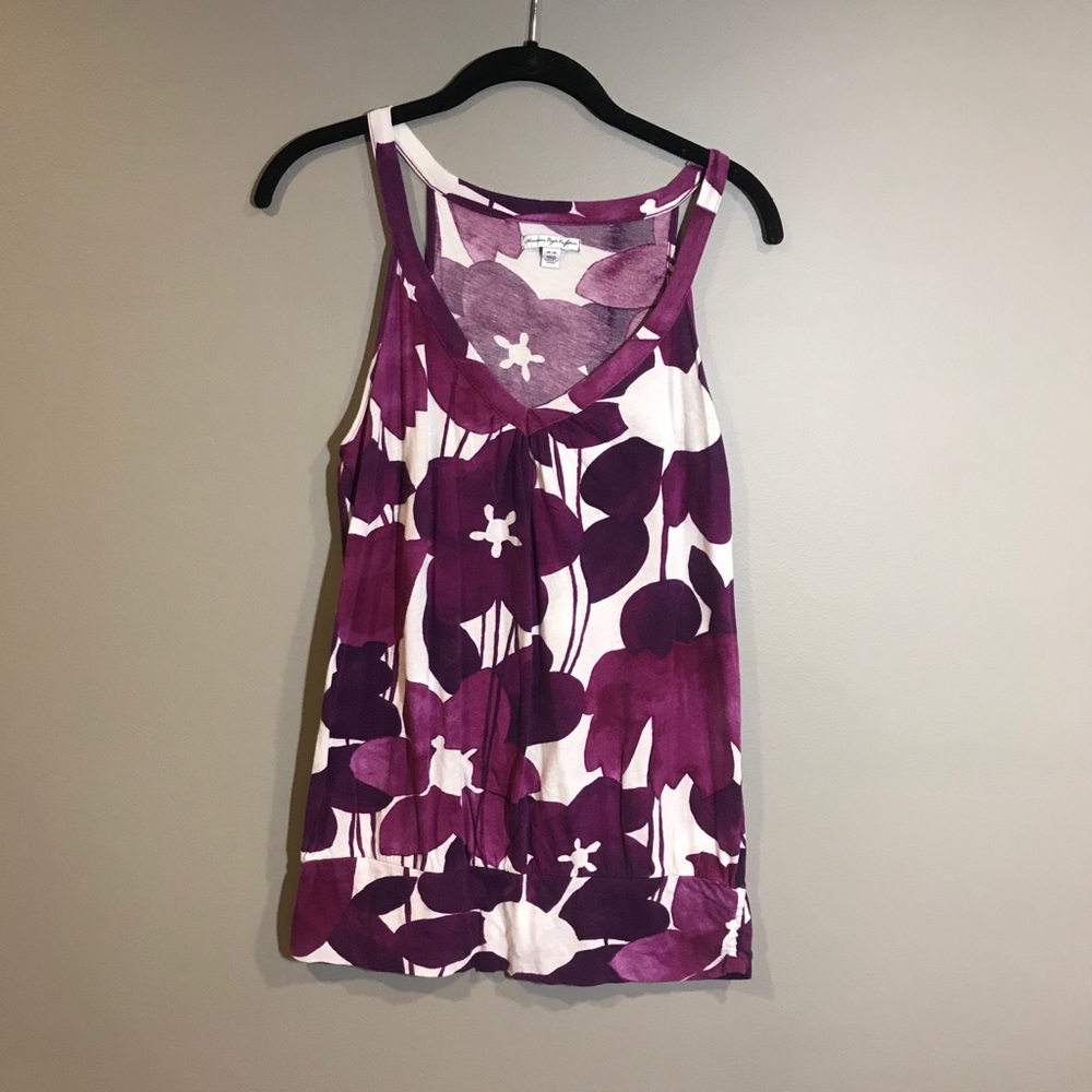 American Eagle Purple Flower Flowy Sleeveless Top